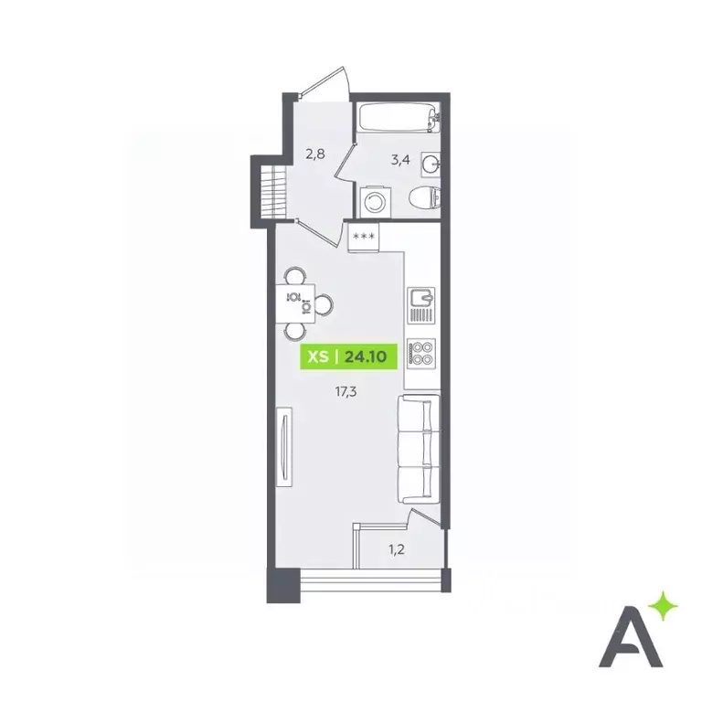 Студия Санкт-Петербург Планерная ул., 87к1 (24.1 м) - Фото 0