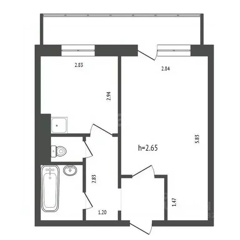 1-к кв. Красноярский край, Красноярск наб. Ярыгинская, 41 (31.6 м) - Фото 2