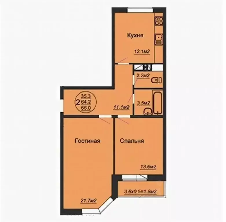 2-к кв. Краснодарский край, Краснодар Имени Петра Метальникова мкр, ... - Фото 1