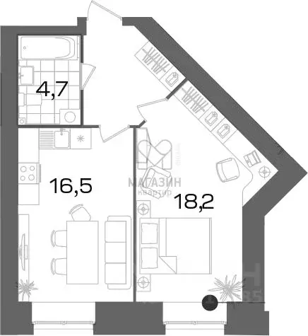 1-к кв. Санкт-Петербург Лиственная ул., 20к2 (45.7 м) - Фото 1