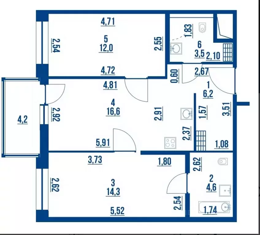 2-к кв. Санкт-Петербург Белоостровская ул., 10к3 (58.46 м) - Фото 2