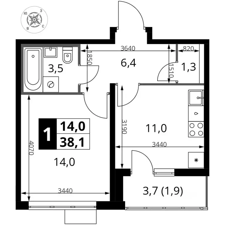 1-к кв. Московская область, Ленинский городской округ, пос. Битца ... - Фото 1