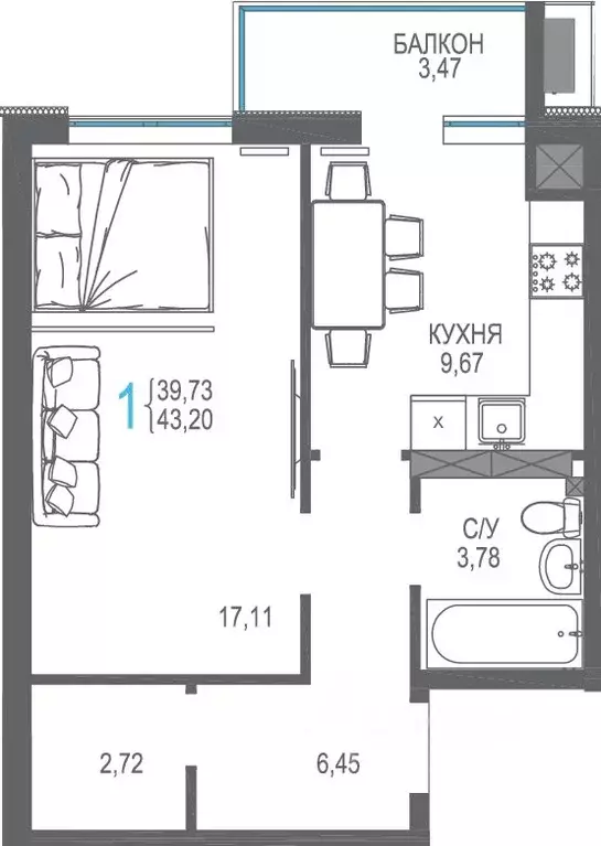 1-к кв. Крым, Симферопольский район, Гвардейское пгт, Республика жилой ... - Фото 1