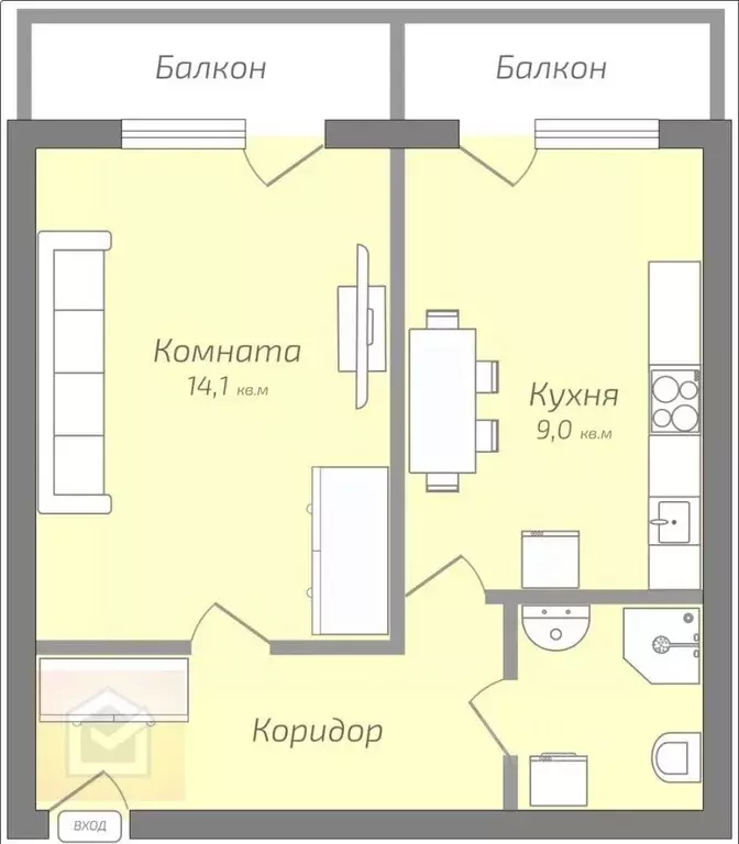1-к кв. Севастополь ул. Руднева, 26/4 (42.6 м) - Фото 1