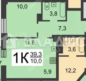 1-к. квартира, 38,9 м, 2/10 эт. - Фото 0