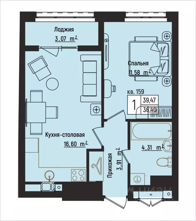 1-к кв. Нижегородская область, Нижний Новгород Литературная ул., 5 ... - Фото 1