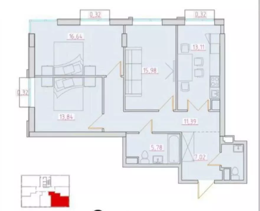 3-комнатная квартира: Нальчик, улица Шогенова, 4А (87.25 м) - Фото 1