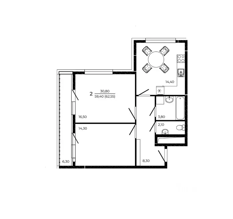 2-к кв. Ростовская область, Ростов-на-Дону Притяжение жилой комплекс ... - Фото 1