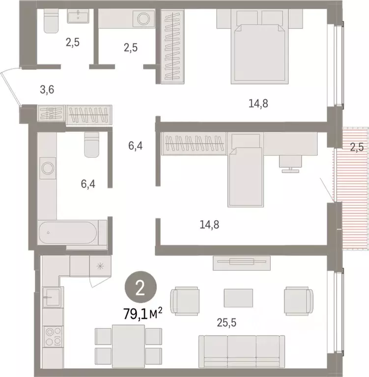 2-к кв. Новосибирская область, Новосибирск ул. Аэропорт, 88 (79.05 м) - Фото 0