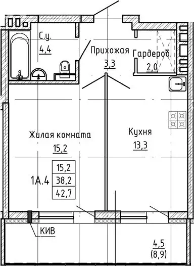 1-комнатная квартира: Новосибирск, Заельцовский район (43 м) - Фото 0