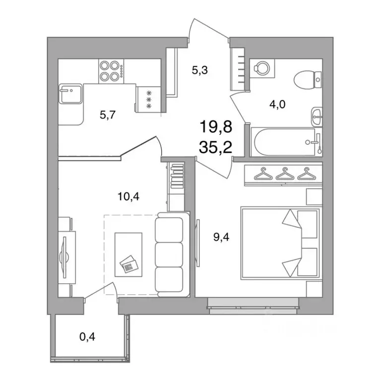2-к кв. Башкортостан, Уфа ул. Воинов-Интернационалистов, 3 (35.2 м) - Фото 0