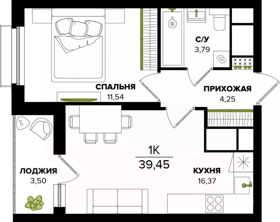 1-к кв. Тульская область, Тула  (39.45 м) - Фото 0