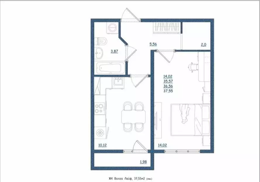 1-комнатная квартира: Тверь, Новочеркасская улица, 49 (37.55 м) - Фото 1