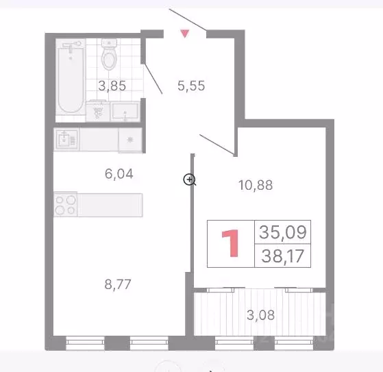 1-к кв. Свердловская область, Екатеринбург ул. Куйбышева, 106 (38.0 м) - Фото 2
