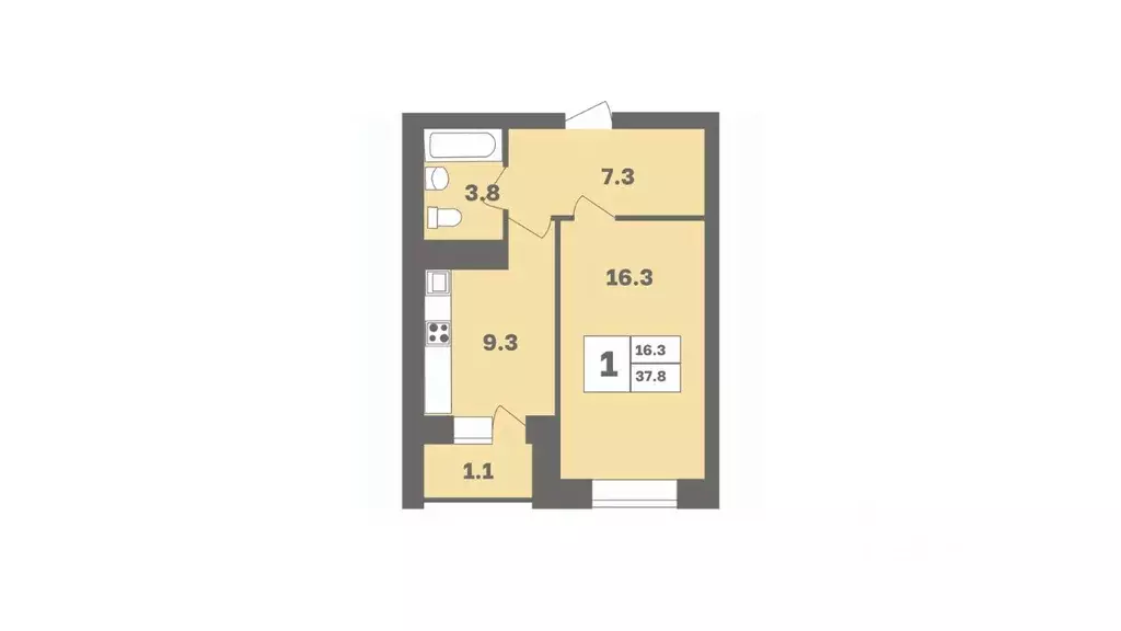 1-к кв. Башкортостан, Уфа Дагестанская ул., лит13 (37.8 м) - Фото 1