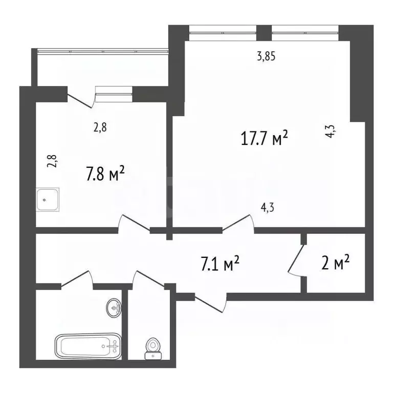 1-к кв. Красноярский край, Красноярск ул. Белинского, 1 (39.6 м) - Фото 2