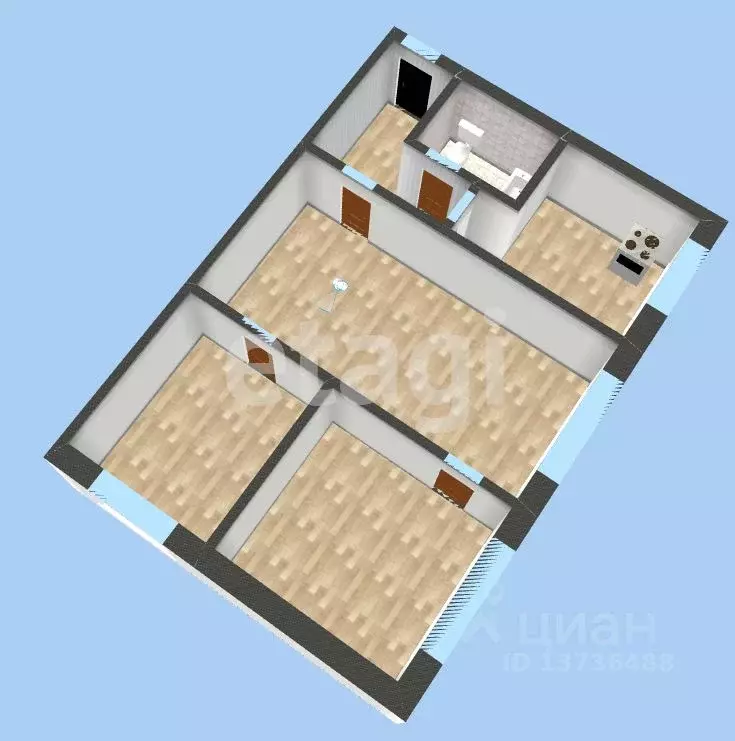 3-к кв. Амурская область, Белогорск ул. Ленина, 97 (58.8 м) - Фото 1