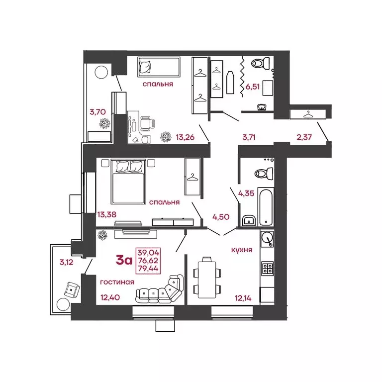 3-комнатная квартира: Пенза, Ударная улица, 9 (79.44 м) - Фото 0