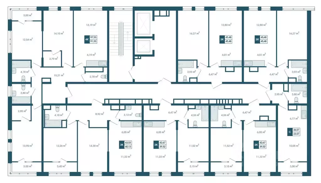 2-к кв. Хабаровский край, Хабаровск Адмирал жилой комплекс (45.48 м) - Фото 2