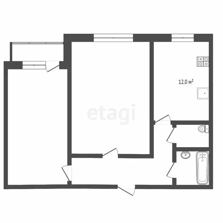 2-комнатная квартира: Тюмень, улица Мебельщиков, 12 (50.6 м) - Фото 1