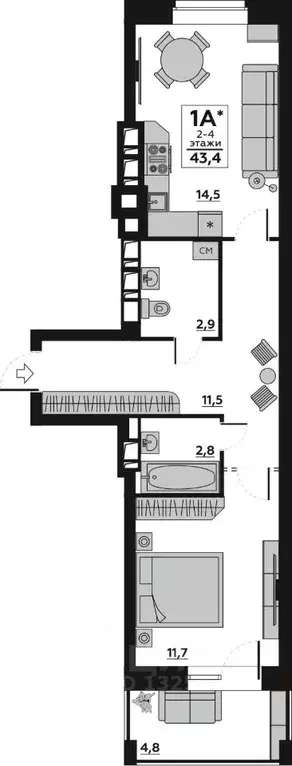 1-к кв. Волгоградская область, Волгоград пос. Ангарский, ул. ... - Фото 1