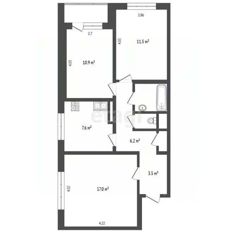 2-к кв. Москва ул. Корнейчука, 32 (61.2 м) - Фото 2