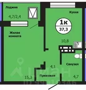 1-к кв. Красноярский край, Красноярск ул. Лесников, 51Б (37.3 м) - Фото 0