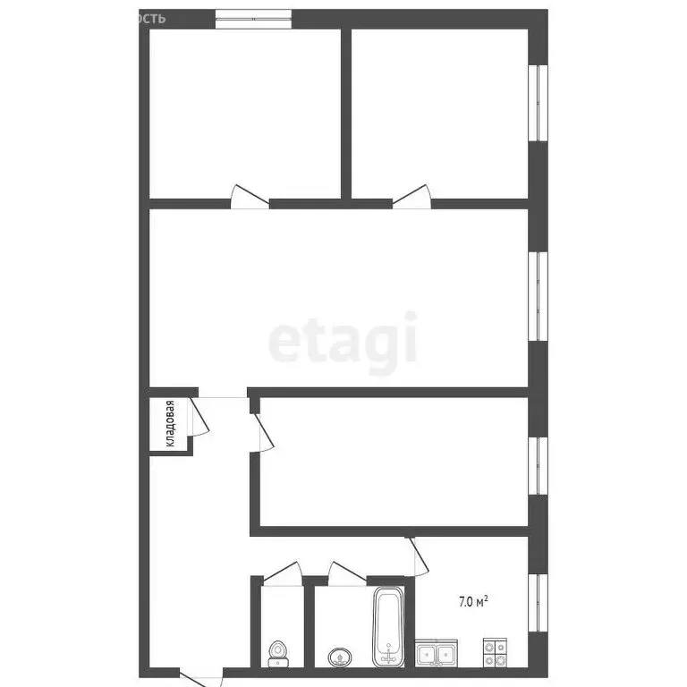 4-комнатная квартира: Выкса, микрорайон Гоголя, 16 (60.1 м) - Фото 0