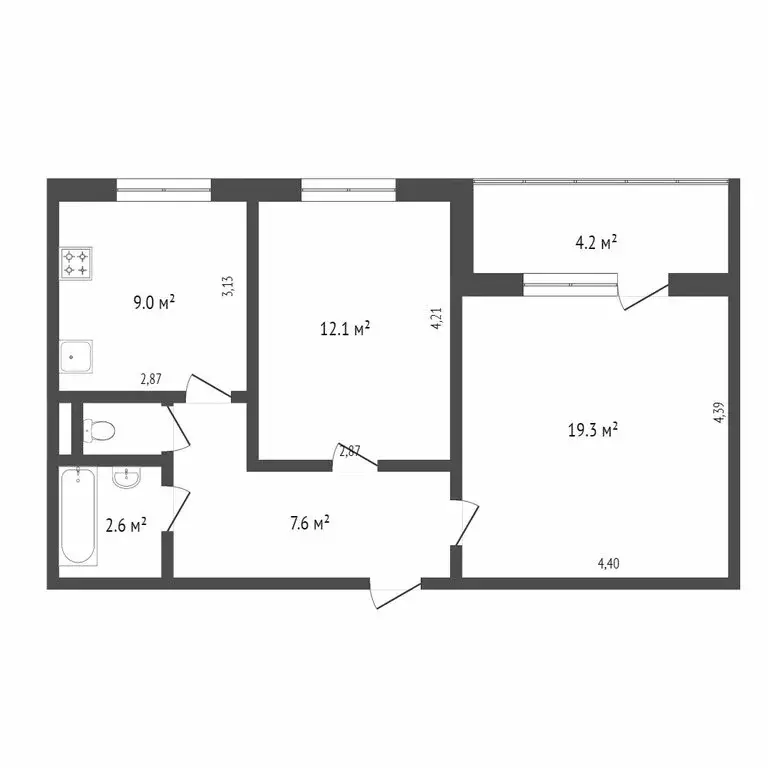 2-комнатная квартира: Тобольск, 8-й микрорайон, 37 (49.8 м) - Фото 1