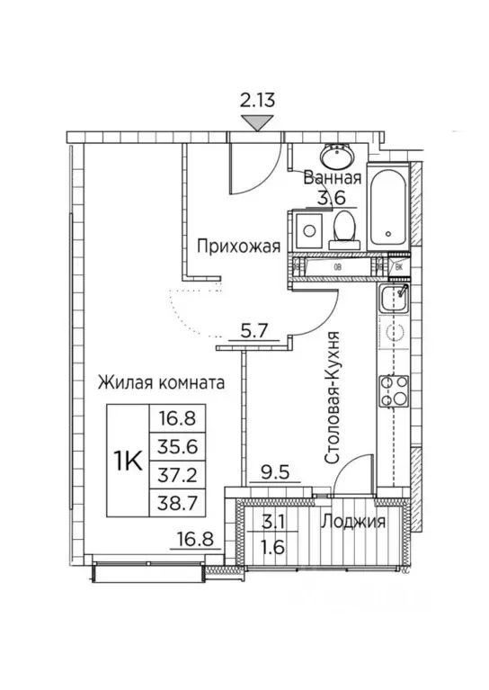 1-к кв. Приморский край, Владивосток ул. Расула Гамзатова, 7к2 (38.7 ... - Фото 0