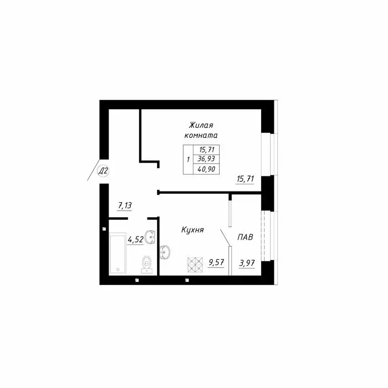 1-комнатная квартира: Стерлитамак, микрорайон Прибрежный (40.9 м) - Фото 1