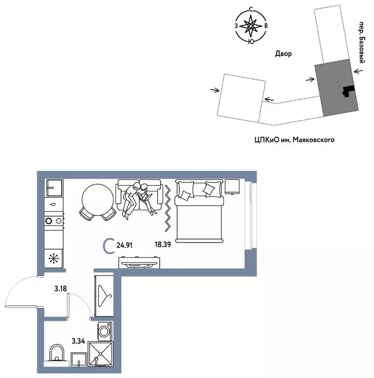Студия Свердловская область, Екатеринбург пер. Базовый, 10 (24.91 м) - Фото 0