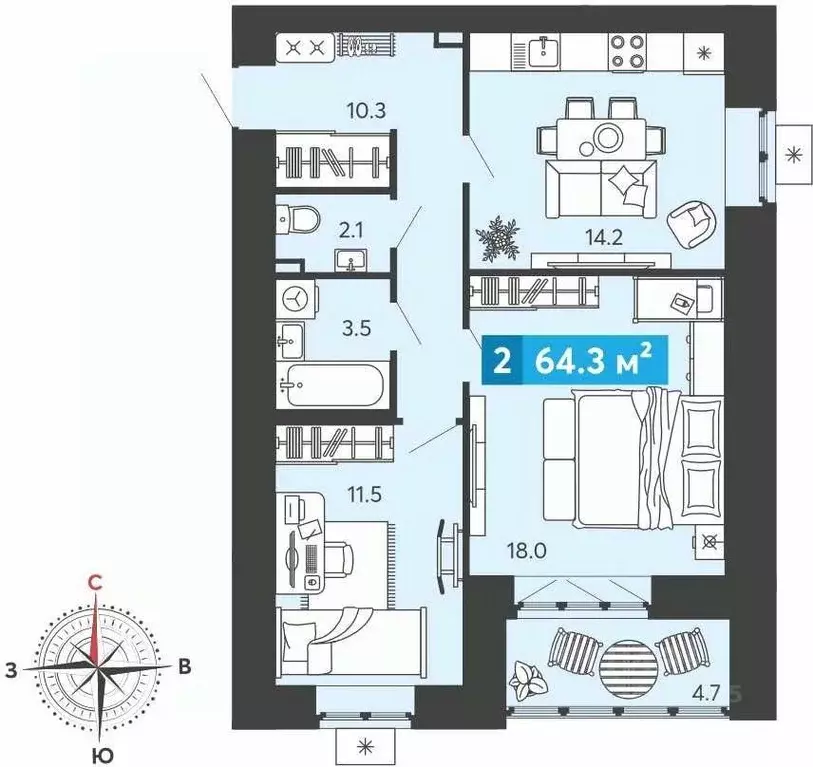 2-к кв. Пензенская область, Пензенский район, Засечный сельсовет, с. ... - Фото 1