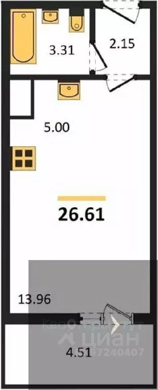 Студия Воронежская область, Воронеж Краснознаменная ул., 72 (26.61 м) - Фото 0