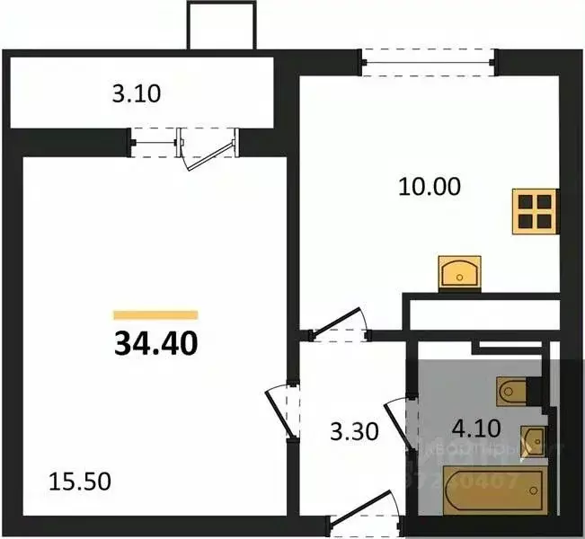 1-к кв. Воронежская область, Воронеж ул. Загоровского, 5/4 (34.4 м) - Фото 0