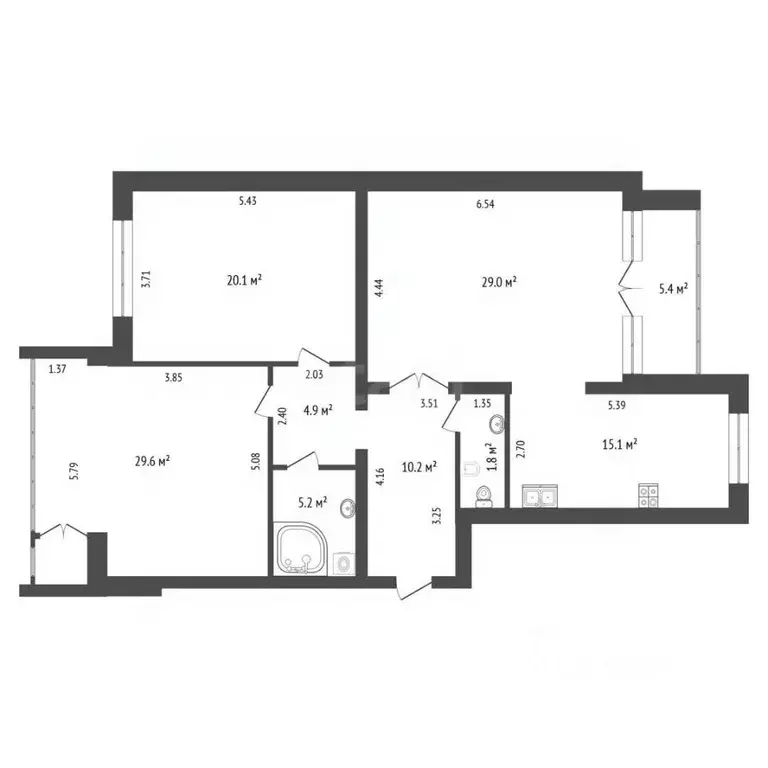 3-к кв. Тюменская область, Тюмень ул. Малыгина, 59 (115.9 м) - Фото 2
