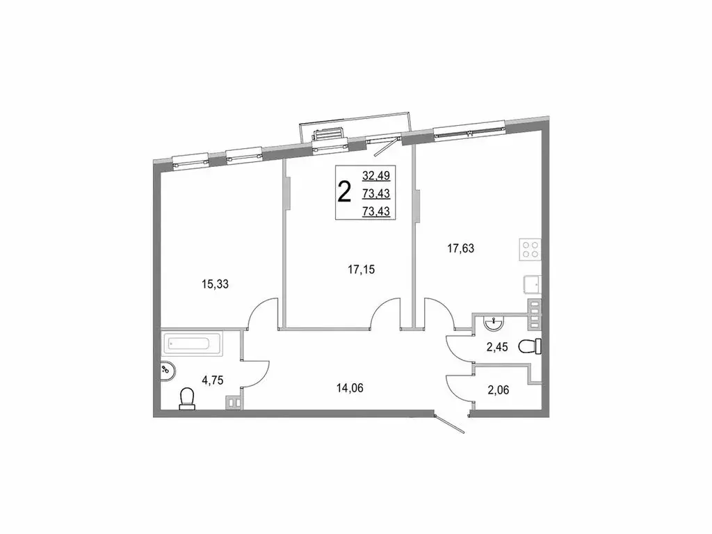 2-комнатная квартира: деревня Крюково, Высокая улица, 1 (73.4 м) - Фото 1