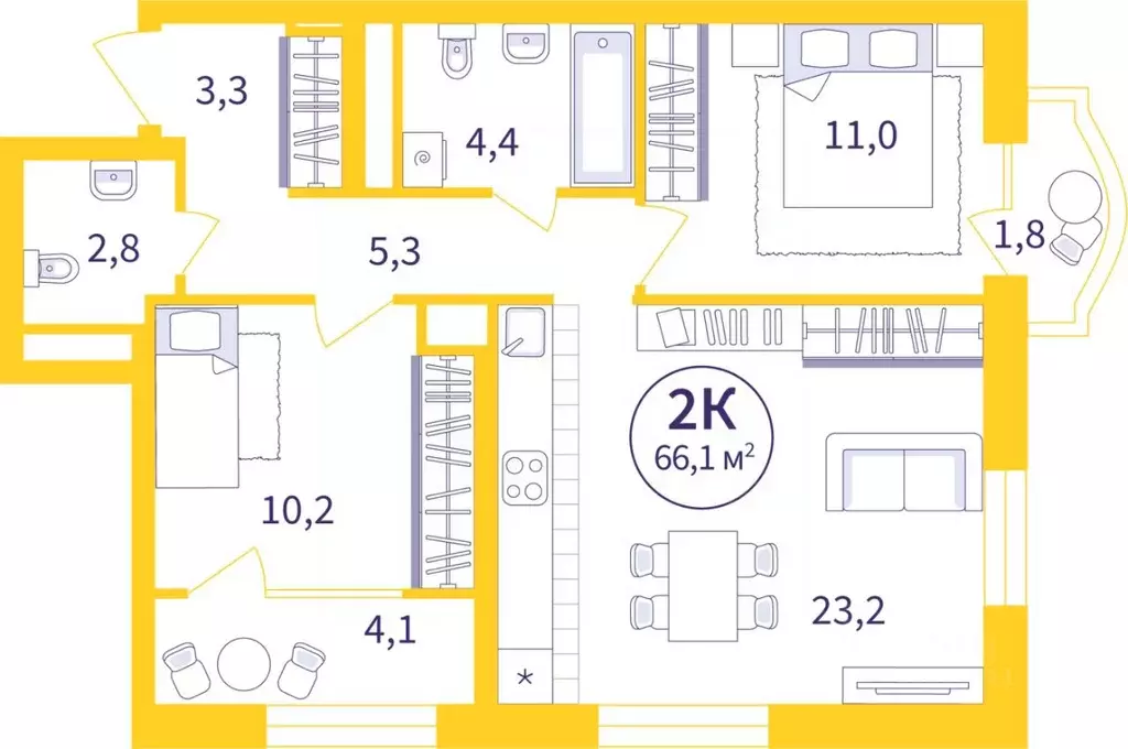2-к кв. Свердловская область, Екатеринбург ул. 22-го Партсъезда, 3 ... - Фото 1