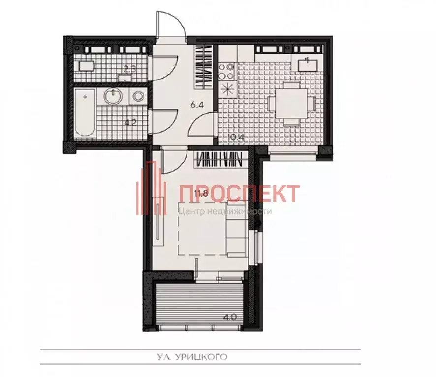 1-к кв. Пензенская область, Пенза ул. Урицкого, 48 (37.1 м) - Фото 1