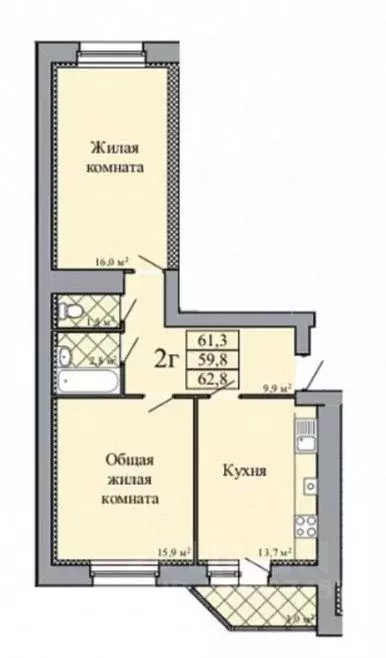 2-к кв. Тамбовская область, Тамбов городской округ, пос. Строитель ... - Фото 1