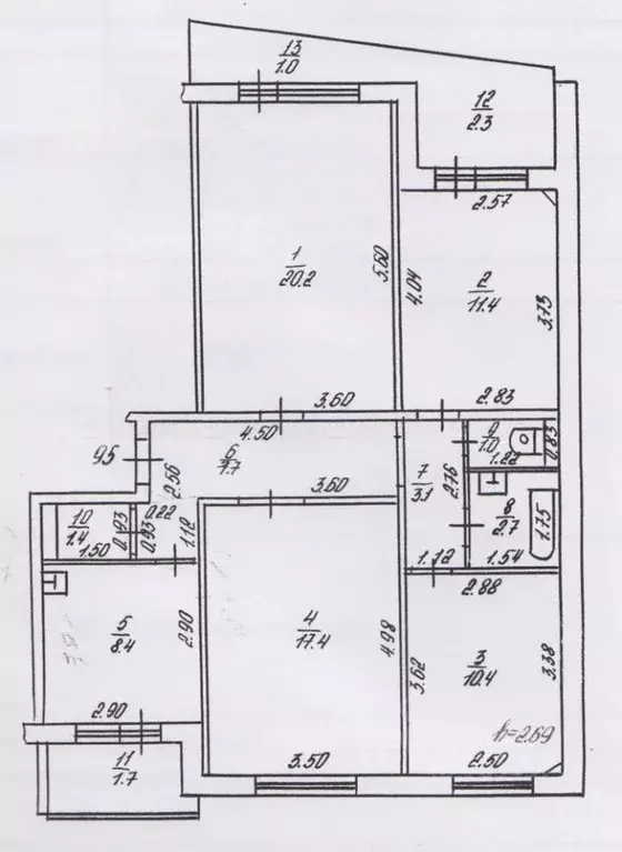 4-к кв. Татарстан, Казань ул. Юлиуса Фучика, 98 (84.0 м) - Фото 2