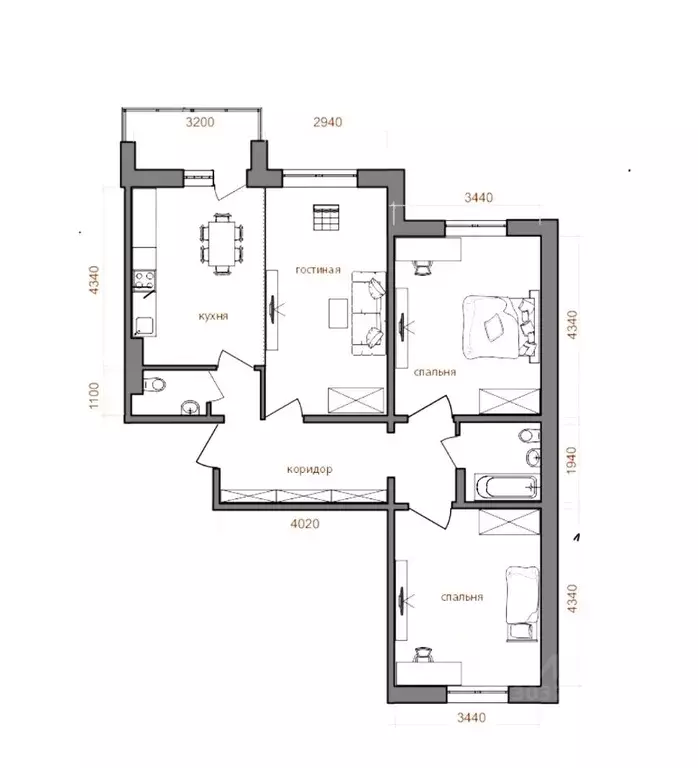 3-к кв. Иркутская область, Иркутск Гусарская тер.,  (83.0 м) - Фото 1