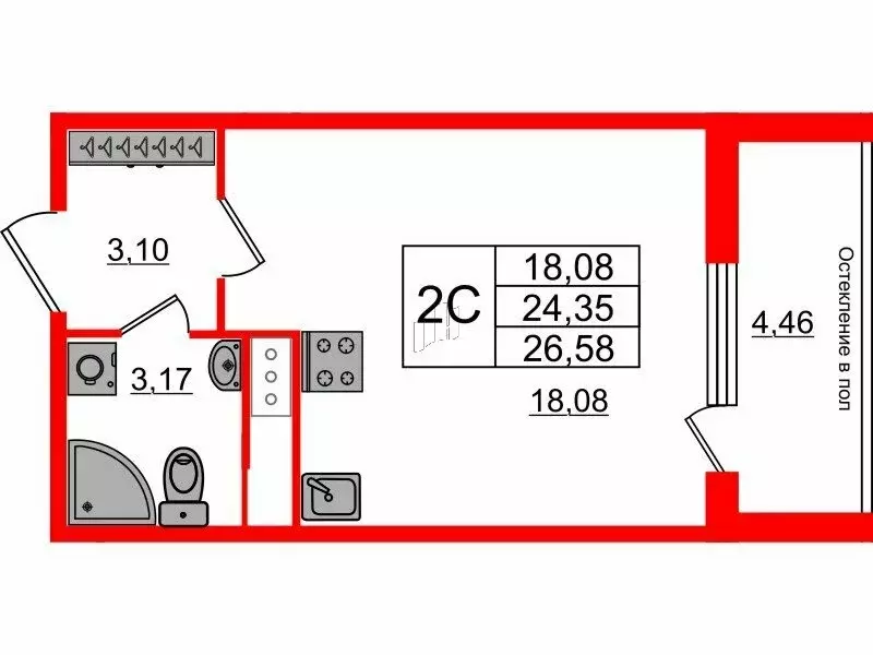 Квартира-студия: Санкт-Петербург, 1-й Предпортовый проезд, 1 (24.35 м) - Фото 0