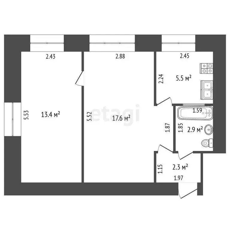 2-комнатная квартира: Самара, улица Промышленности, 296 (41.7 м) - Фото 1