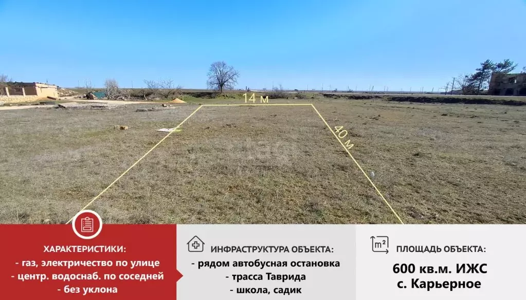 Участок в Крым, Сакский район, Охотниковское с/пос, с. Карьерное ул. ... - Фото 2