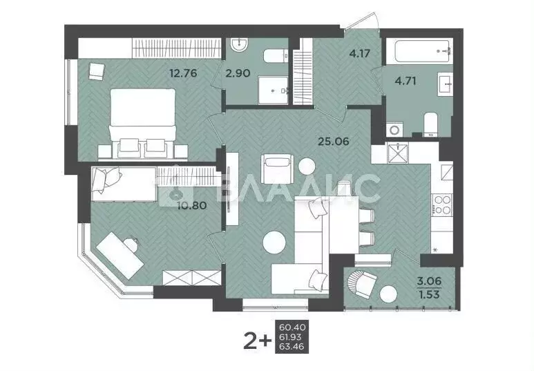 2-комнатная квартира: Калининград, Интернациональная улица, 18 (62 м) - Фото 0