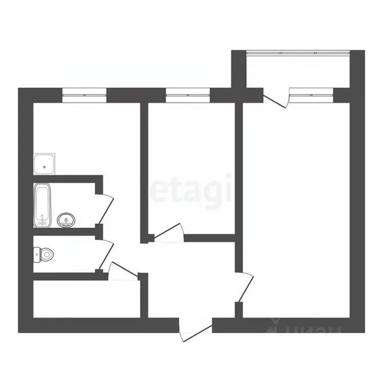 2-к кв. Амурская область, Благовещенск Партизанская ул., 22 (53.0 м) - Фото 1
