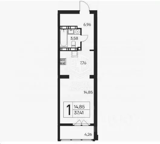 Студия Крым, Ялта ул. Кирова, 155 (37.41 м) - Фото 2