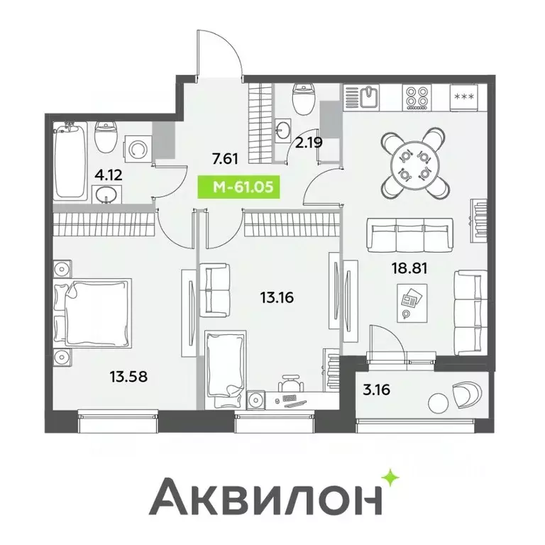 3-к кв. Санкт-Петербург ул. Среднерогатская, 11к2 (61.05 м) - Фото 1