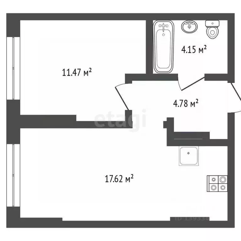 1-к кв. Тюменская область, Тюмень  (38.25 м) - Фото 1